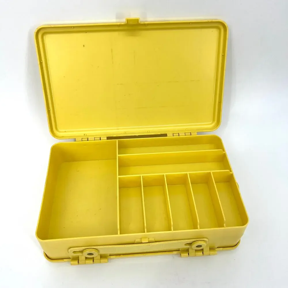 Vintage Caboodles Yellow Double Sided Make Up Accessories Jewelry Storage Case